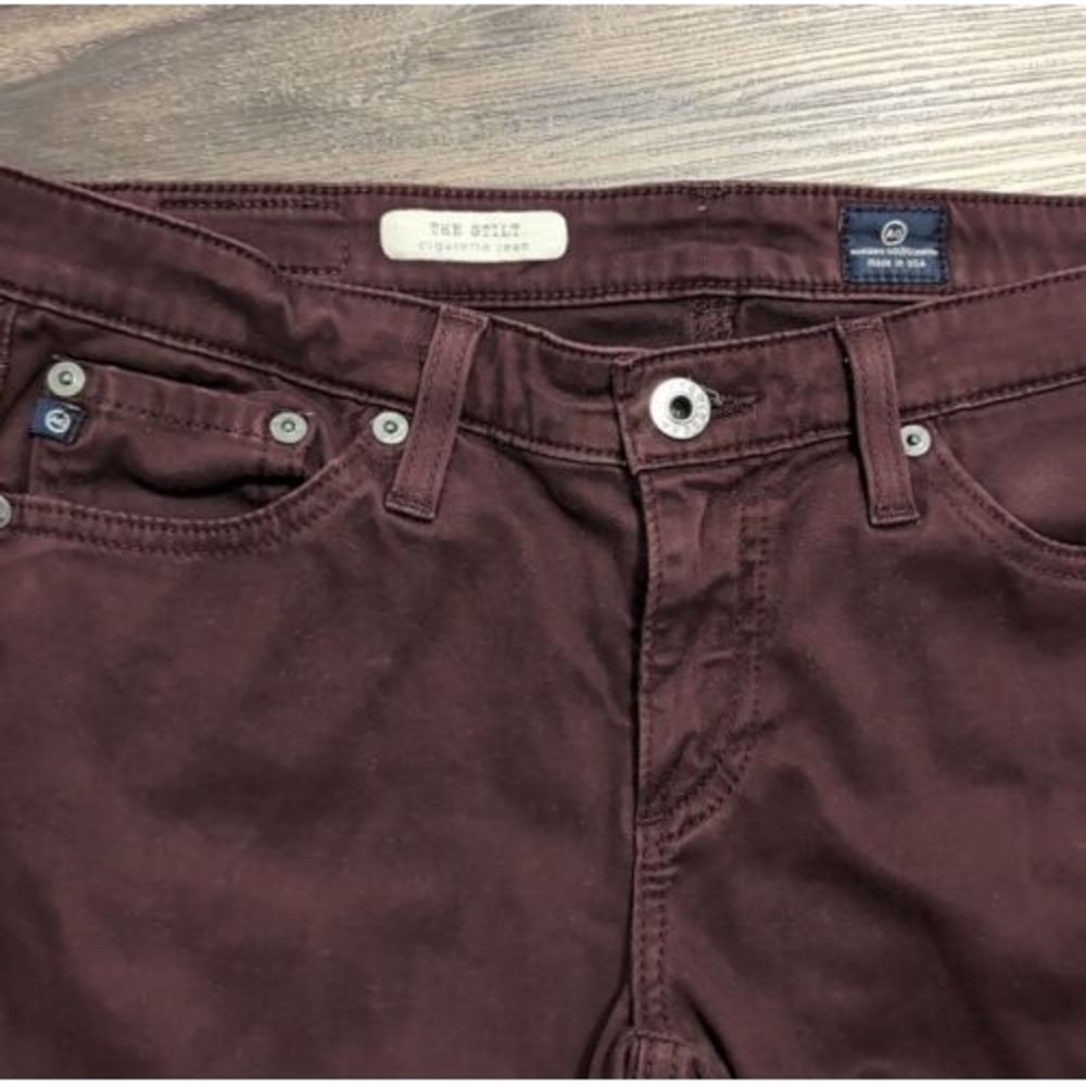 ADRIANO GOLDSCHMIED $178 The Stilt Cigarette Jean in Wine Size 27R 30.5" Inseam‎